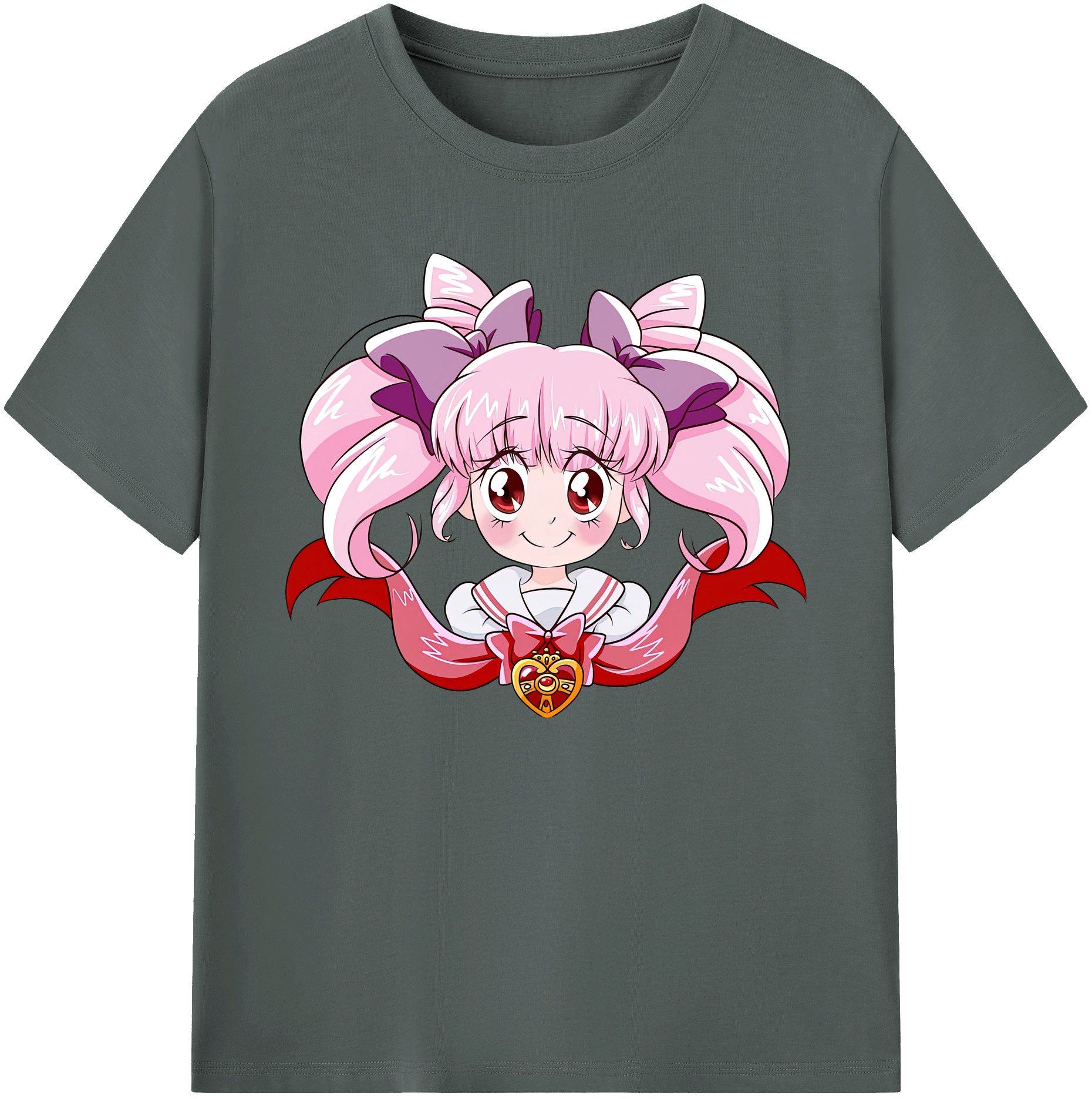 （画像用） 美少女戦士セーラームーン ちびうさ Sailor Moon Chibiusa Tsukino Usagi Small Lady Serenity 綿100％ メンズ半袖Tシャツ｜肌触りやわらか＆通気性
